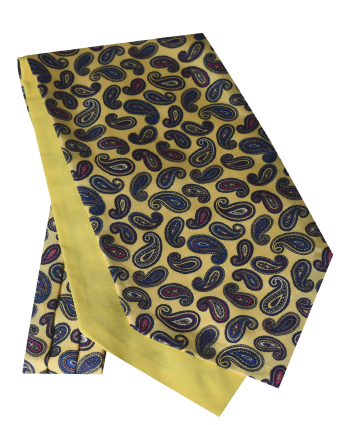 Fine Silk Paisley Pattern Cravat in Sunny Yellow